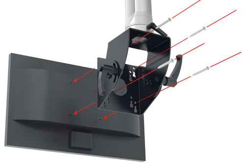 Key holes in the VESA-adaptor allow fast mounting of the display panel 