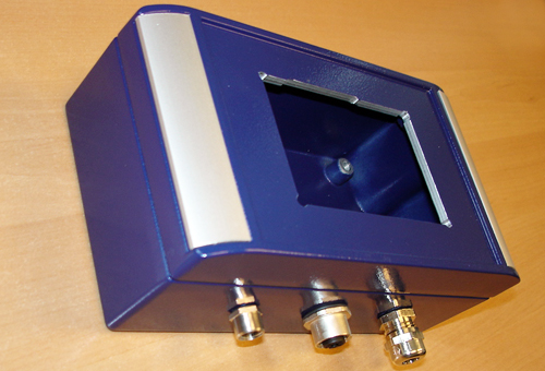 aluCASE enclosure with display window, a cable gland and special connectors